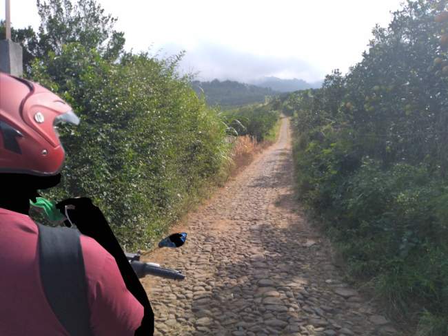 A cobblestone road as a symbol of the journey yet to be taken
