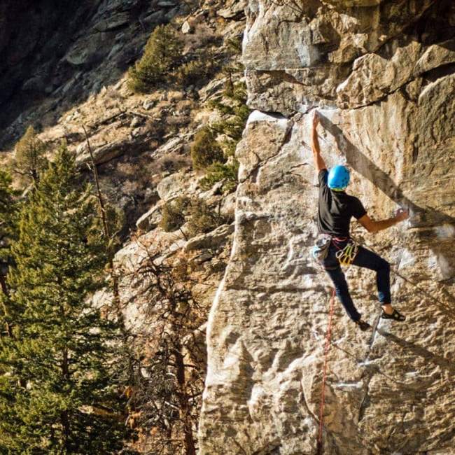 Man rock climbing